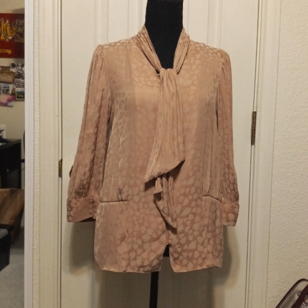 Karl Lagerfeld Paris Women's XS Tie Neck Blouse